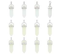 SUPERFINDINGS 12pcs 3 colores Bullet Glass Pointed Luminous Pendants Hexagonal Crystal Pendant Charms Glow In The Dark Gemstone Pendants para Collar Jewelry Making