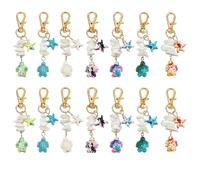 SUPERFINDINGS 14 piezas 7 colores perlas de concha llavero turquesa sintética estrella de mar tortugas colgante llavero decorativo bolsos colgantes verano océano encantos con