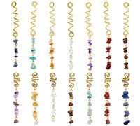 SUPERFINDINGS 14pcs 7 Colores Trenzas Joyas para el Cabello con Piedras Naturales Colgante Cristal Espiral Loc Joyería Cristal Dreadlock Accesorios Encantos para el Cabello para Trenzas