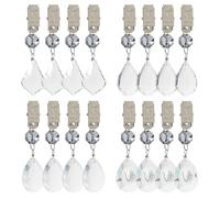 SUPERFINDINGS 16 piezas 4 estilos manteles de vidrio pesos con clip de metal pinzas de alta calidad al aire libre prismas en forma de lágrima titular de mantel para cortinas banderas jardín fiesta