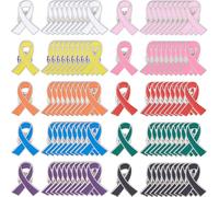 SUPERFINDINGS 160 pines de cinta de concienciación sobre el cáncer de mama, 10 colores, alfileres de cinta coloridos, broches de concienciación sobre el cáncer, broches de solapa de esperanza para