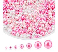 SUPERFINDINGS 1710 cuentas sin agujeros perlas sueltas perlas artificiales de plástico rosa blanco cuentas redondas para manualidades de boda DIY 3/4/5/6/8/10/12 mm