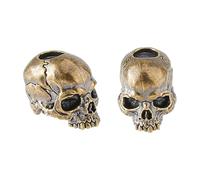 SUPERFINDINGS 2 cuentas de calavera de Halloween, cuentas de cordón de latón, cuentas EDC para cordón de metal, agujero grande, cuentas europeas vintage para hacer llaveros y pulseras, agujero: 6 mm