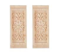 SUPERFINDINGS 2 pieza de Apliques para Muebles Apliques Tallados En Madera Incrustaciones Decorativas Sin Pintar Calcomanías para Tallar Esquinas Flor Central Aplique Largo de 133x51x8mm
