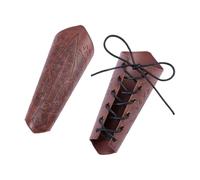 SUPERFINDINGS 2 piezas brazaletes medievales de cuero patrón espada grabado brazaletes vikingo cuero marrón sillín protectores de brazo accesorio de muñeca para cosplay disfraz de reposición histórica
