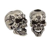 SUPERFINDINGS 2 piezas de calavera cuchillo cordón de cordón EDC Charm Bead latón Cuentas europeas de plata antigua cuentas de agujero grande Paracord Cord Tool Bead 19x13x17mm para llavero accesorios de pulsera, agujero: 5.5mm