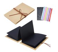 SUPERFINDINGS 2 piezas de libro de fotos DIY acordeón desplegable, 21,2 x 15,2 x 1,05 cm, álbum Scrapbook en blanco con 4 hojas de pegatinas y 2 bandas elásticas para viaje familia, color negro