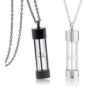 SUPERFINDINGS 2 Stück Sanduhr Urn Halskette Edelstahl Aschen Schmuck Anhänger 54.7cm Kette Erinnerungsstück Asche Andenken Zeitlose Sanduhr Gedenkanhänger für Mensch und Haustier Zylinder Flasche