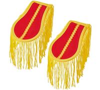 SUPERFINDINGS 2 unids borla hombro uniforme flecos hombro dorado/rojo base de tela charreteras broche pin borla larga borla desmontable charreteras punk charreteras, 200x100x8mm, Tela + Hierro