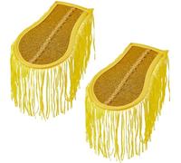 SUPERFINDINGS 2 unids borla hombro uniforme flecos hombro dorado/rojo base de tela charreteras broche pin borla larga borla desmontable charreteras punk charreteras, 200x100x8mm, Tela + Hierro