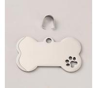 SUPERFINDINGS 20 colgantes para perros vacíos de acero inoxidable para mascotas, 2,9 x 5 cm, con forma de hueso, grabado en blanco, con diseño hueco, accesorios de nombre para perros y gatos
