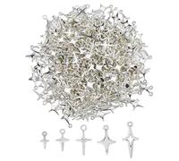 SUPERFINDINGS 200 piezas 5 estilos encanto estrella plateada encanto estrella del norte colgantes de aleación estilo tibetano a granel colgante estrella hueco para collar artesanal pulsera colgante,