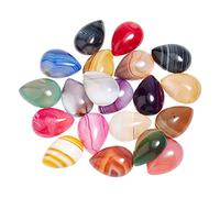 SUPERFINDINGS 20pcs 10 Farben 25x18x6~7mm Teardrop Gemstone Piedra Natural Cabujón Cuentas Cristal Curativo Piedra de Cuarzo para Pulsera Collar Fabricación de Joyas