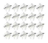 SUPERFINDINGS 20Pcs Zahn Anhänger Weiße Zahn Anhänger Harz Zahnform Charms Mit Strass Ring Zahnform Schmeyer Lustige Anhängers Charmes Für Ohrring Halskette Armband Schmuckherstellung Loch 1.9mm