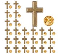 SUPERFINDINGS 24 broches de aleación de cruz de 2,4 x 1,6 cm, broches de fe cristiana para funeraria, iglesia, oración, pin de solapa a granel para decoración de disfraces, 24x16mm, Metal