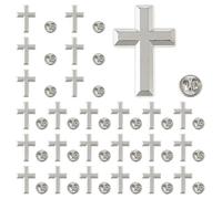 SUPERFINDINGS 24 piezas 2 colores aleación Cruz Broche Pines Cristianos Broches para Funeral Iglesia Orar Evento Público Metal Solapa Pin a granel para decoraciones de vestuario, 24x16mm, Metal