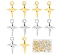 SUPERFINDINGS 240 piezas 2 colores tibetano estrella amuletos estrella del norte encanto pendientes de aleación colgante al por mayor 3D cuatro puntos estrella colgante para DIY cadena de artesanía