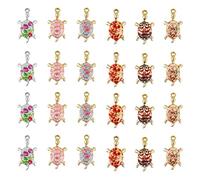 SUPERFINDINGS 24pcs 6 colores Aleación Tortuga Esmalte Colgantes Luz Oro Mar Tortuga Encantos Colorido Tortuga Colgante DIY Collar Pulsera Fabricación Joyas Agujero: 1.8 mm