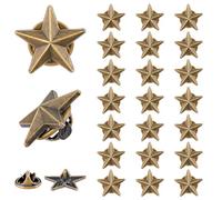 SUPERFINDINGS 24Pcs Aleación de Estrella Insignia de Solapa Pin de Aleación de Bronce Antiguo Broches de Solapa de Premio Militar Pines Julio Memorial Day Estrellas Broches 5 puntas Estrella Insignias