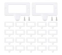 SUPERFINDINGS 25 portatarjetas de aleación para archivos, biblioteca, archivo, cajón, etiquetas, color blanco, para catálogo, asas de 1.7 x 2.3 pulgadas, manijas de tirador con tornillos para cajones