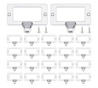 SUPERFINDINGS 25 soportes para tarjetas de aleación para oficina, biblioteca, archivo, cajón, etiqueta, platino, soporte para catálogo, asas de 1.7 x 2.3 pulgadas, manijas de tirador con tornillos