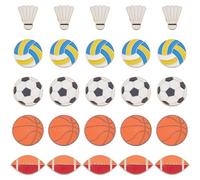 SUPERFINDINGS 25 unidades de 5 diseños de pelota deportiva, alfileres de aleación esmaltada, insignia para ventiladores de deporte, bádminton, baloncesto, fútbol, voleibol, rugby, broche, dibujos
