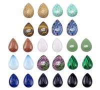 SUPERFINDINGS 26pcs Cabujones Piedras Preciosas En Forma Lágrima 13estilos 9x13mm Parte Posterior Plana Cabinas Cúpula Sintética Natural Cabujones Cristal Cuarzo Piedras Energéticas Cubiertas Sin