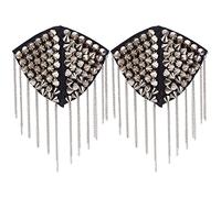 SUPERFINDINGS 2Pcs Coser Charreteras de Borla de Platino con Remaches Insignia de Hombro Decoración de Hombro Charretera de Plástico con Cadenas de Hierro para Chaquetas Flecos de Metal Punk