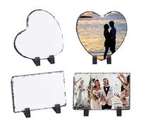 SUPERFINDINGS 2Set 2estilo Sublimación En Blanco Pizarra Roca Piedra Corazón Rectángulo Marco Fotos Soporte Exhibición Transferencia Corazón Marco Fotos Conmemorar el Día la Madre Regalos