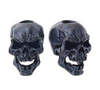 SUPERFINDINGS 2uds Calavera de Halloween Cuchillo Cordón Cuenta Cuentas de Latón Europeo 19.5x13.5 mm EDC Encanto Cuentas Negras de Agujero Largo para el Collar Pulsera,Agujero: 5 mm