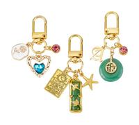 SUPERFINDINGS 3 llaveros de cristal con piedras natales de 3 estilos, con dijes de piedra natal con cierres giratorios, bonitos llaveros geniales para mamá, abuela y amigos