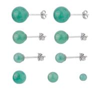 SUPERFINDINGS 3 pares de 3 estilos de pendientes de jade verde oscuro genuinos pendientes de jade verde natural redondos con pasadores de plata de ley 925 para mujeres