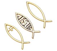 SUPERFINDINGS 3 Piezas 3 Estilos ABS Plástico Jesús Pez Calcomanía Pegatina Oro 3D Coche Calcomanía Emblema Pegatina Plástico Auto Emblema para Jesús Cristiano Pez Símbolo