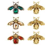 SUPERFINDINGS 3 Unids 3 Colores Rhinestone Abeja Broche Pin Aleación Dorada Miel Insectos Broches Vintage Bronce Verde Animal Solapa Broche Pin para Collar Vestido Bufanda Bolsa