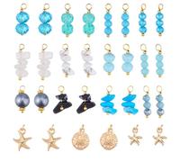 SUPERFINDINGS 30 Stück Gemstone Chip Anhänger Verbindungsstein Anhänger Gemischte Unregelmäßige Stein Anhänger 17/20mm Messing Gold Schlaufe 2.7mm Loch Für Diy Armband Ohrschmuck Schmuckherstellung