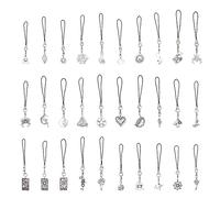 SUPERFINDINGS 30Pcs 30 Estilos Cuentos de Hadas Teléfono Encantos Estilo Tibetano Estrella Gesto Cometa Teléfono Celular Correas Aleación de Plata Nube Cereza Calabaza Teléfono Mochila Colgante