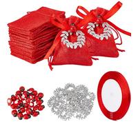 SUPERFINDINGS 30Sets Fiesta de Graduación Regalos para Invitados de Graduación Bolsas de Dulces Clase 2026 Recuerdo Corona de Laurel Bolsas Con Lazo Rojo Mariquita Colgante de Aleación Para Dulces