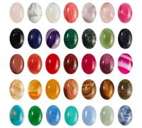 SUPERFINDINGS 35 piezas de 35 cabujones de piedras preciosas de estilo 18 x 13 mm cuentas de piedra sintética natural ovaladas de espalda plana de cuarzo cabujones de cristal para pendientes, collares, pulseras, fabricación de joyas