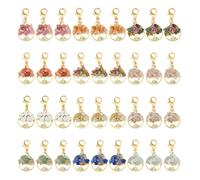 SUPERFINDINGS 36 colgantes con piedras preciosas de 12 estilos, árbol de la vida, colgantes con piedras preciosas con piedras mixtas con clips, colgantes, piedras de cuarzo rosa para la creación de