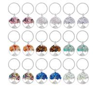 SUPERFINDINGS 36 piezas 9 estilos árbol de la vida llavero piedras de cristal natural hecho a mano DIY llavero colgante piedras preciosas colgante para bolso DIY