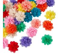 SUPERFINDINGS 36 piezas de flores de gasa de 9 colores para diademas, adornos de flores, apliques de flores coloridas para decoración de boda, diadema y manualidades