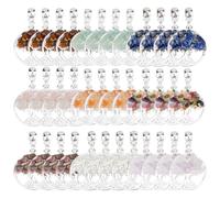 SUPERFINDINGS 36pcs 9 Colores árbol de la Vida Colgantes de Piedra Preciosa Colgante Plano Redondo árbol Encanto Chakra Piedra de Cristal para Bricolaje Pendiente Artesanal creación de Pulseras