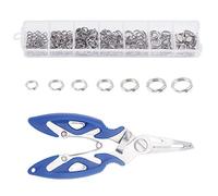 SUPERFINDINGS 382pcs Anillos Partidos de Pesca de Acero Inoxidable Conectores de Señuelo de Bucle Doble con Pinzas de Pesca para Pesca de Agua Dulce En Agua Salada 7 tamaños