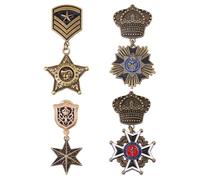 SUPERFINDINGS 4 broche de medalla de héroe militar 4 estilos Insignias demedallas militares Alfileres de honor Insignia demarine Vintage Soldado Patriota Oficial Uniforme