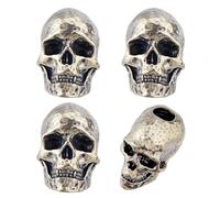 SUPERFINDINGS 4 cuerdas de buceo con perlas de calavera de latón, 13 x 19 mm, agujero grande de 5,5 mm, perlas EDC para llavero, pulsera, accesorios, plata antigua