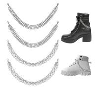 SUPERFINDINGS 4 dijes de 2 estilos para zapatos, cadenas de cordones de hierro multicapa, dijes de botas punk con cierres de pinza de langosta y perlas de imitación de plástico para sandalias