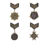 SUPERFINDINGS 4 medallas militares vintage de 4 estilos, medallas geométricas de águila, de metal, accesorio de disfraz con charreteras y cintas para disfraz de soldado del ejército, Metal