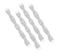 SUPERFINDINGS 4 piezas de aleación de cristal y diamantes de imitación de bikini, hebilla de metal, hebillas de metal plateadas, conectores de hebilla rectangular, clips de hebilla para natación,