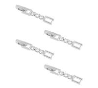 SUPERFINDINGS 4 pulseras de plata con cierre de bisagra, chapado en plata, para collar de extensión de diamantes de imitación, cierres de cristal
