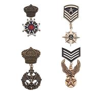 SUPERFINDINGS 4 Unids 4 Estilo Aleación Estrella Águila Medalla Broche Corona Cruz Pin de Solapa Insignia Sombreros Bufanda Traje Broche Vintage Solapa Clip para Decoración de Disfraces